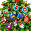 Lot de 10 boules plates multicolores décorations de Noel broderie diamant