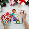 Lot de 10 boules plates multicolores décorations de Noel broderie diamant