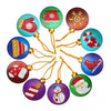 Lot de 10 boules plates multicolores décorations de Noel broderie diamant