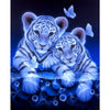Broderie diamants 2 tigres bleus