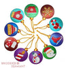 Lot de 10 boules plates multicolores décorations de Noel broderie diamant