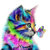 broderie diamant chat multicolore