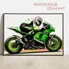 Broderie diamant Moto verte