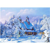 broderie diamant maison sous la neige
