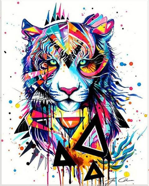 broderie diamant tigre multicolore