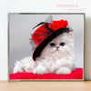 broderie diamant chat au chapeau rouge