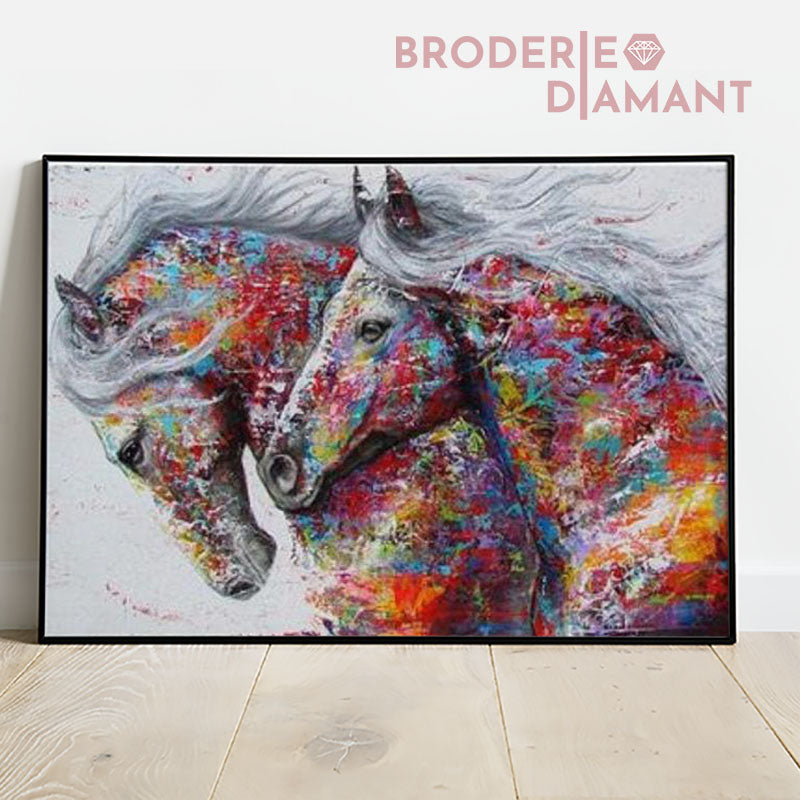 broderie diamant chevaux multicolore