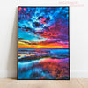 diamond painting coucher de soleil coloré