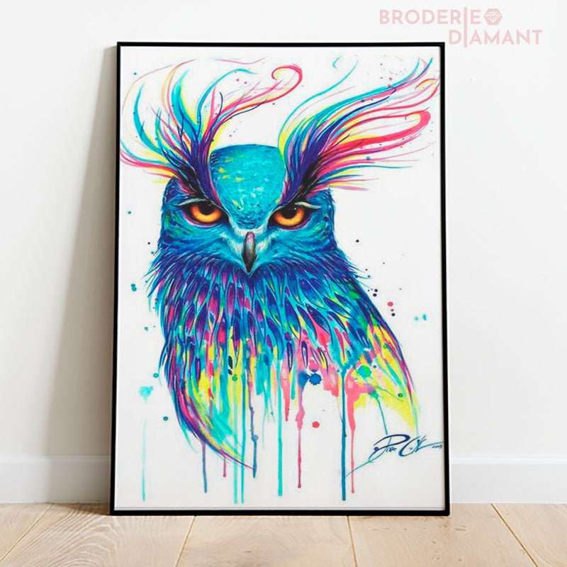 Broderie diamant hibou coloré