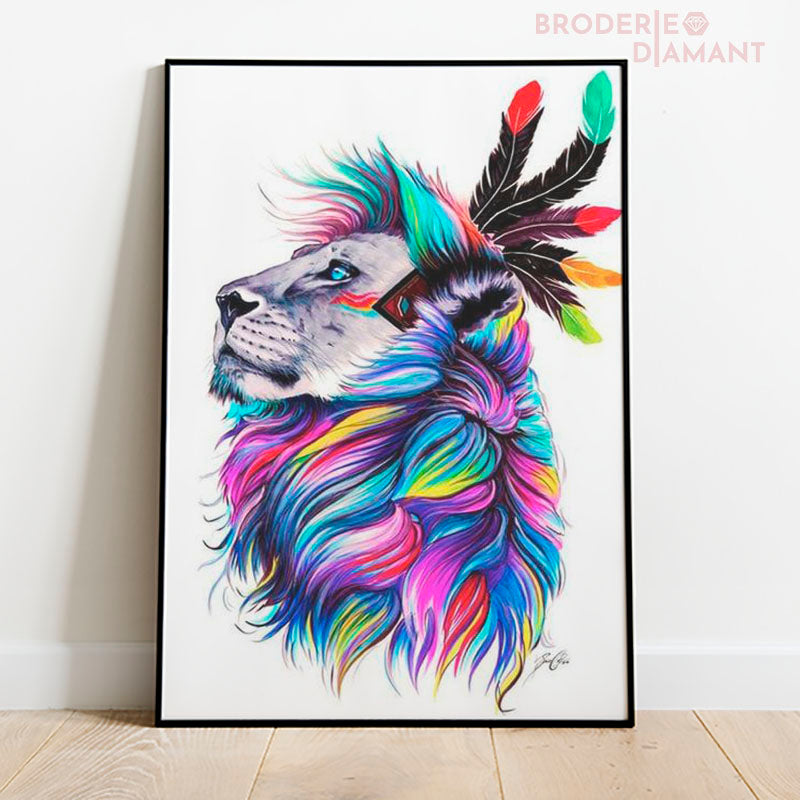 diamond painting lion multicolore