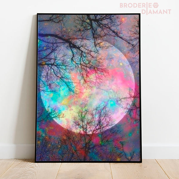 Broderie diamant lune multicolore