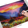 Broderie diamant Coucher de Soleil derrière une Montagne
