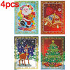 Lot de 4 Cartes de vœux Noël en broderie diamant