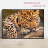 Broderie diamant tigre yeux verts