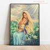 Broderie diamant vierge marie et l'enfant jésus enlacés